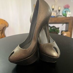 Sergio Rossi Silver and Gold Platform Heels